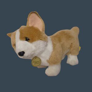 Aurora Miyoni Corgi Plush Dog Stuffed Animal 10" Tan White Soft Toy Collectible
